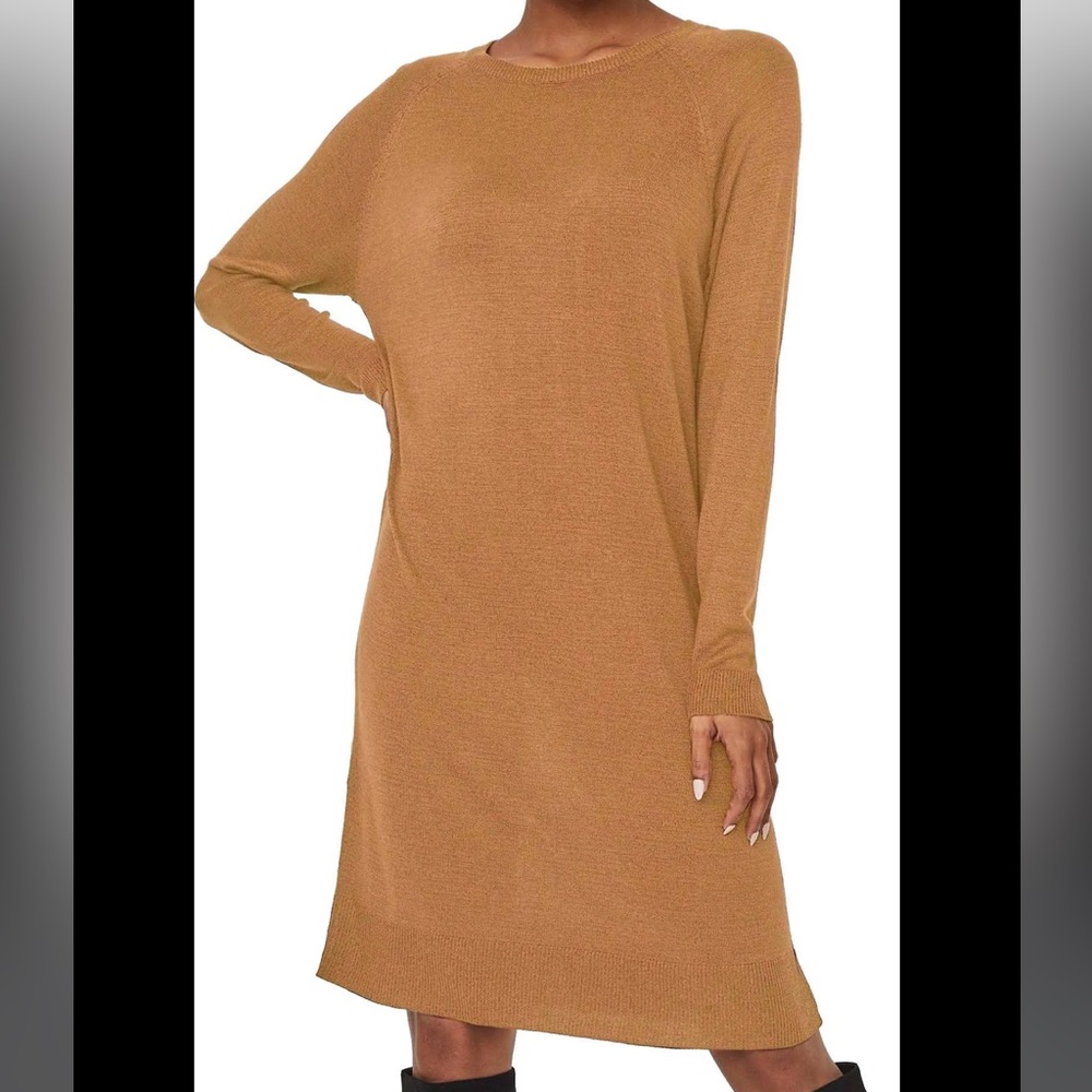 NWT Vero Moda Women’s Long Sleeve O-Neck Dress in Tobacco Size Small